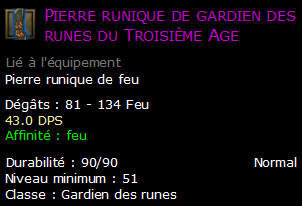 Pierre runique de gardien des runes du Troisième Age