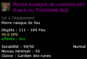 Pierre runique de gardien des runes du Troisième Age