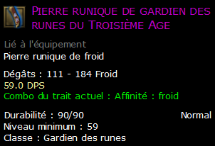 Pierre runique de gardien des runes du Troisième Age