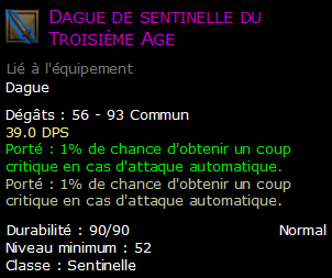 Dague de sentinelle du Troisième Age