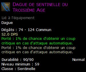 Dague de sentinelle du Troisième Age