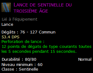 Lance de sentinelle du troisième âge