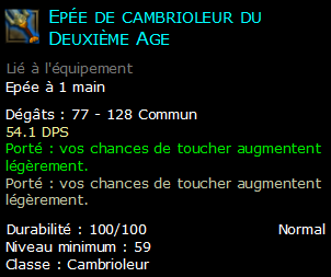 Epée de cambrioleur du Deuxième Age