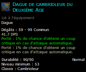 Dague de cambrioleur du Deuxième Age