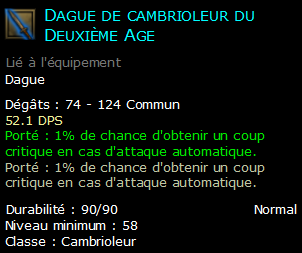 Dague de cambrioleur du Deuxième Age