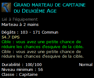 Grand marteau de capitaine du Deuxième Age