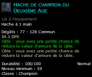 Hache de champion du Deuxième Age