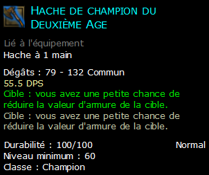 Hache de champion du Deuxième Age