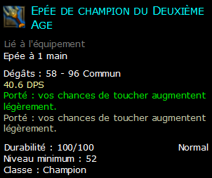 Epée de champion du Deuxième Age