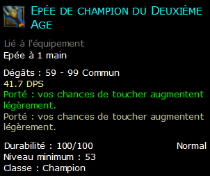 Epée de champion du Deuxième Age