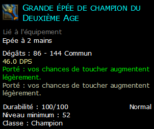 Grande épée de champion du Deuxième Age