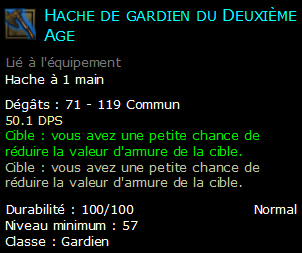 Hache de gardien du Deuxième Age