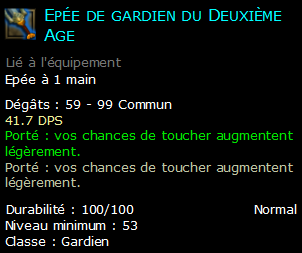 Epée de gardien du Deuxième Age