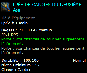 Epée de gardien du Deuxième Age