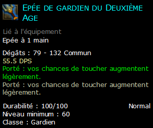 Epée de gardien du Deuxième Age