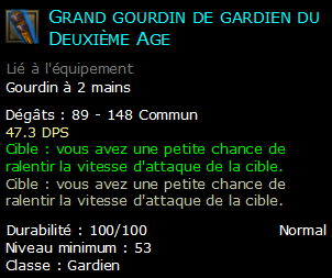 Grand gourdin de gardien du Deuxième Age