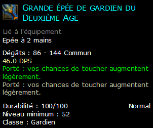 Grande épée de gardien du Deuxième Age