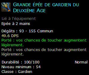 Grande épée de gardien du Deuxième Age