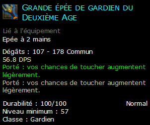 Grande épée de gardien du Deuxième Age