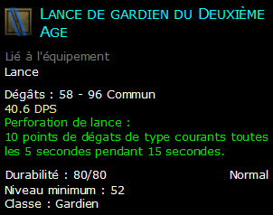 Lance de gardien du Deuxième Age