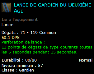 Lance de gardien du Deuxième Age