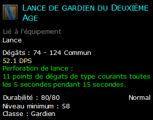 Lance de gardien du Deuxième Age