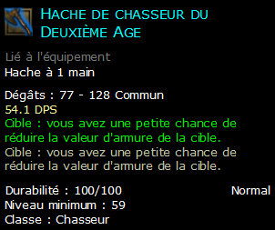 Hache de chasseur du Deuxième Age