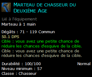 Marteau de chasseur du Deuxième Age