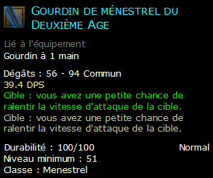 Gourdin de ménestrel du Deuxième Age