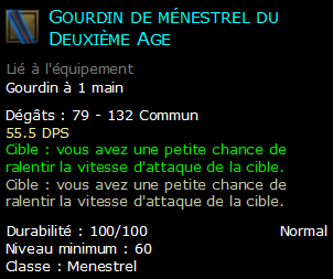 Gourdin de ménestrel du Deuxième Age