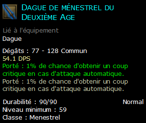 Dague de ménestrel du Deuxième Age