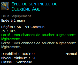 Epée de sentinelle du Deuxième Age