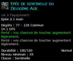 Epée de sentinelle du Deuxième Age