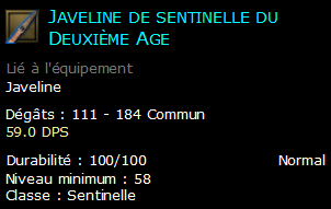 Javeline de sentinelle du Deuxième Age