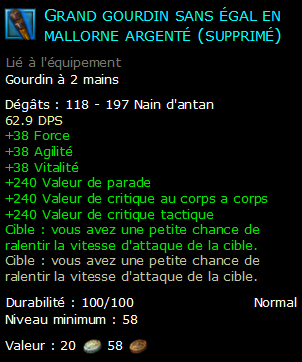 Grand gourdin sans égal en mallorne argenté (supprimé)