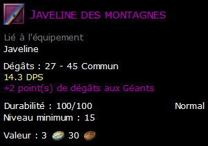 Javeline des montagnes