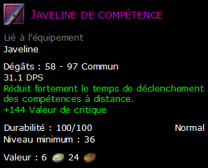 Javeline de compétence