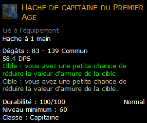 Hache de capitaine du Premier Age