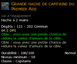 Grande hache de capitaine du Premier Age