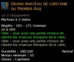 Grand marteau de capitaine du Premier Age