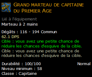 Grand marteau de capitaine du Premier Age