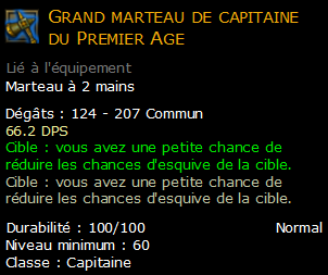 Grand marteau de capitaine du Premier Age