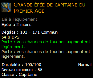 Grande épée de capitaine du Premier Age