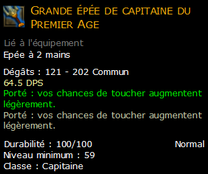 Grande épée de capitaine du Premier Age