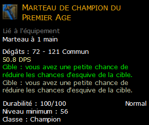 Marteau de champion du Premier Age