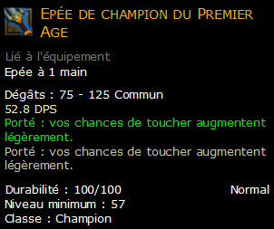 Epée de champion du Premier Age