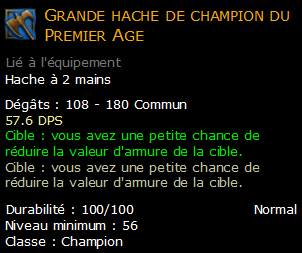 Grande hache de champion du Premier Age