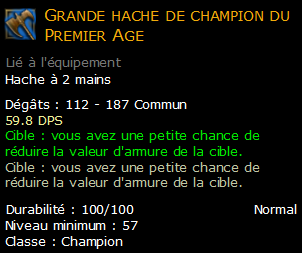 Grande hache de champion du Premier Age