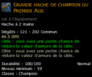 Grande hache de champion du Premier Age