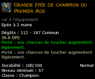 Grande épée de champion du Premier Age